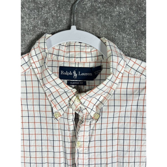 Ralph Lauren Classic Fit Windowpane Button Down Dress Shirt Mens Size 16.5 Large - Picture 10 of 16